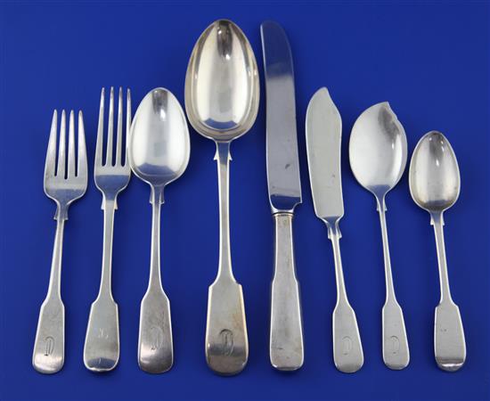 A 20th century part canteen of American sterling silver fiddle pattern cutlery by International Silver Co, Connecticut,